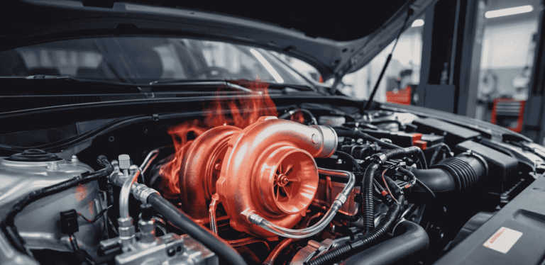 Red 'heat' glow showing an overheated transmission cooler.